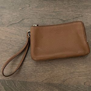 Coach leather double corner zip wristlet - brown leather